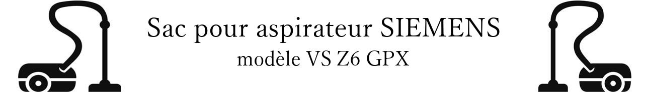 Sac aspirateur SIEMENS VS Z6 GPX en vente